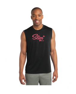 SLIM PLUS Men's Tee-BLACK with PINK Logo