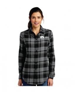 Ladies Plaid Flannel Button Down